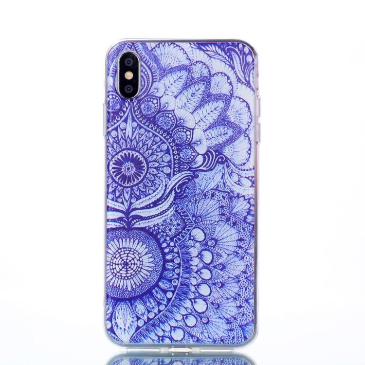 Силиконовый чехол для iPhone XS Max Синий узор