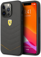 Кожаный чехол Ferrari для iPhone 13 Pro Max Genuine leather Quilted with metal logo Hard Grey (FEHCP13XRQUG)