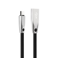 Micro USB кабель CL-96, 2A, плоский с металлическим основанием (Black)