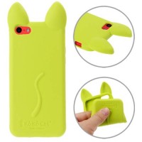 Силиконовый 3D чехол с ушками для iPhone 5C - KOKO (зеленый)