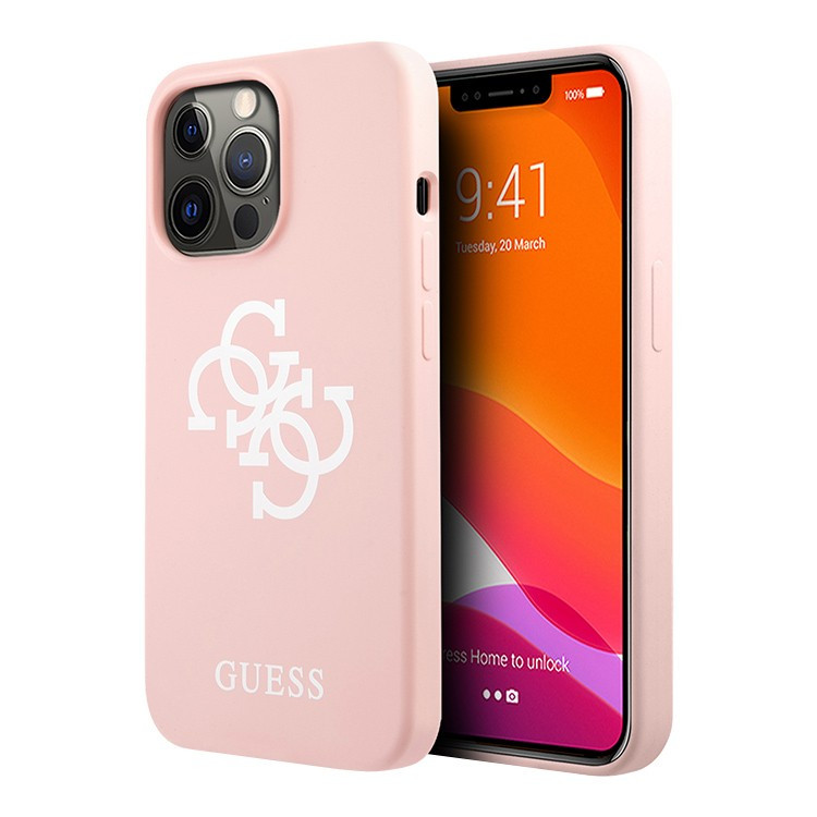 Чехол для iPhone 13 Pro Guess Liquid silicone 4G Big logo Hard Pink (GUHCP13LLS4GWPI)