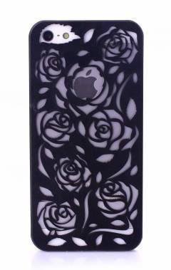 Чехол накладка для iPhone 5/5s "цветы" черный