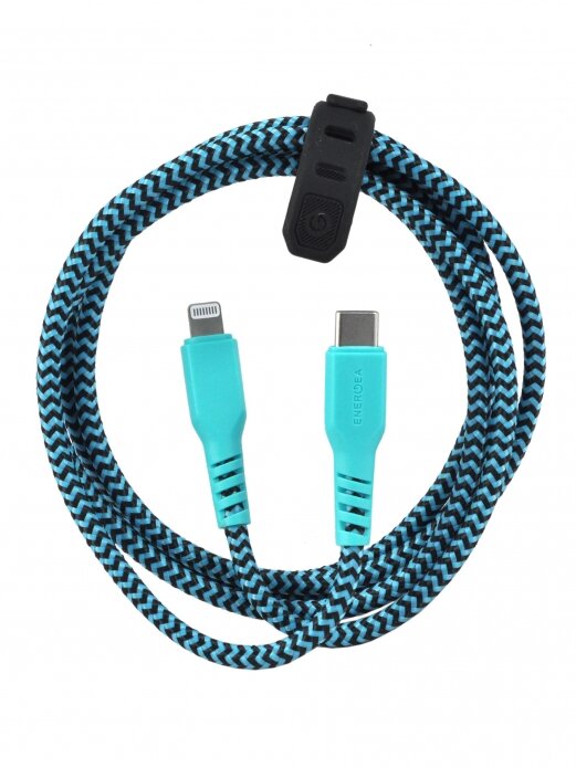 Кабель EnergEA FibraTough USB-C - Lightning MFI Turquoise, 1.5 метра (CBL-FTCL-TUR150)