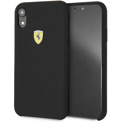 Силиконовый чехол-накладка для iPhone XR Ferrari On-Track SF Silicone Case Hard Black (FESSIHCI61BK)