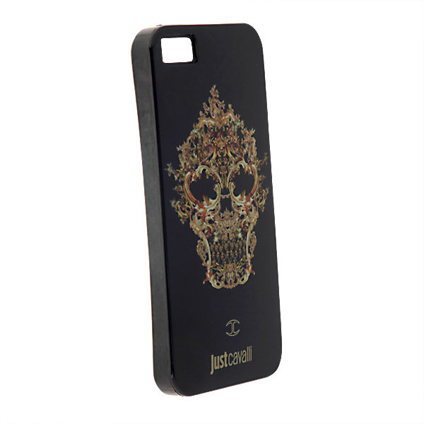 Чехол накладка Just Cavalli для iPhone 5S / 5 череп (черный)