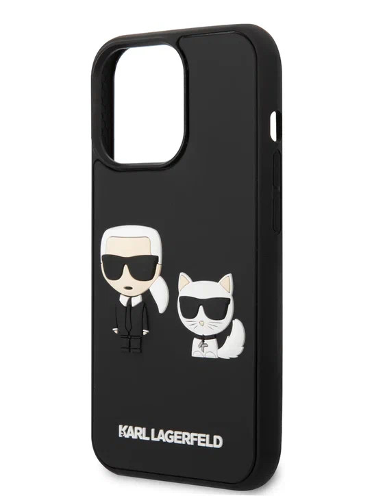Чехол для iPhone 14 Pro Max Lagerfeld 3D Rubber Karl and Choupette Hard Black (KLHCP14X3DRKCK)