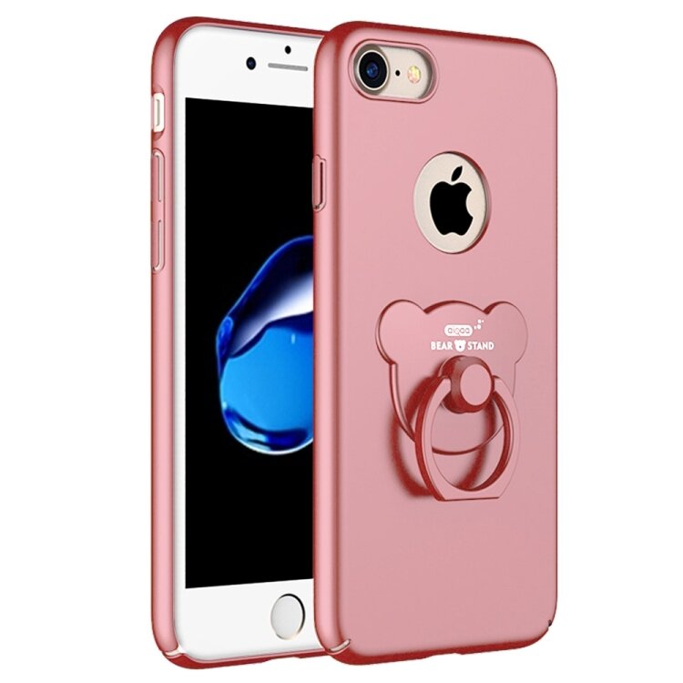 Блестящий чехол для iPhone SE 2020 / 8 / 7 AIQAA Bear ring с кольцом держателем (Rose Gold)