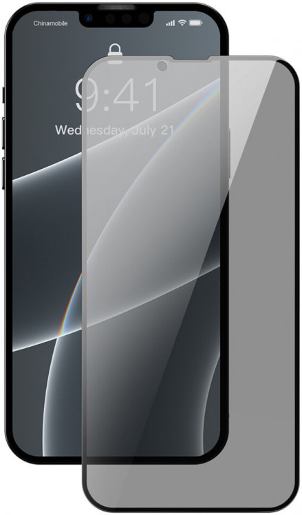 Защитное приватное стекло для iPhone 14/13/13 Pro (6.1) Baseus Full Glass Anti-spy, 0.3 мм, Black (в комплекте 2 стекла) (SGQP010701)