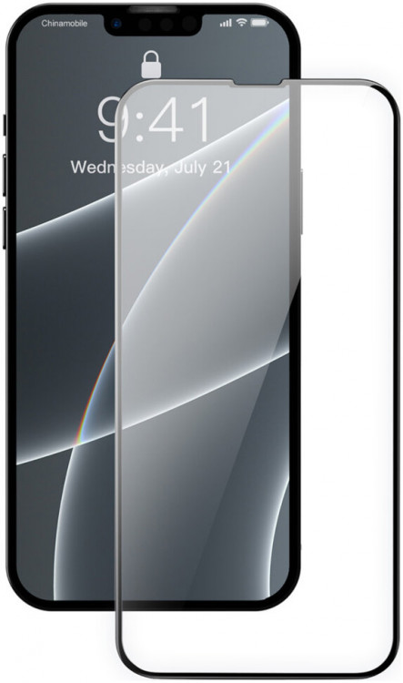 Защитное ультратонкое стекло для iPhone 14/13/13 Pro (6.1) Baseus Full Glass Super porcelain, 0.3 мм, Black (в комплекте 2 стекла) (SGQP030101)