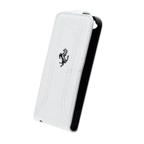 Кожаный чехол с флипом для iPhone 5C Ferrari FF-Collection Flip White (FEFFFLPMWH)