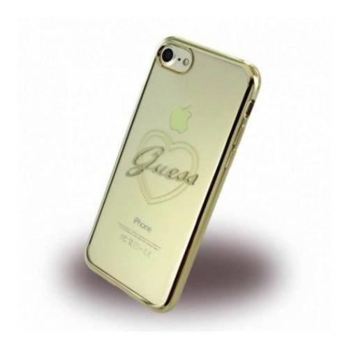 Гелевый чехол накладка Guess для iPhone 7 / 8 Signature heart Hard TPU Gold, GUHCP7TRHG