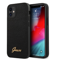 Чехол-накладка для iPhone 12 mini (5.4) Guess PU Animal Lizard with metal logo Hard, Black (GUHCP12SPCUMLLIBK)