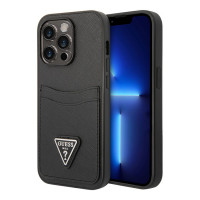 Чехол для iPhone 14 Pro Guess PU Saffiano Double cardslot w Metal triangle logo Hard Black (GUHCP14LPSATPK)