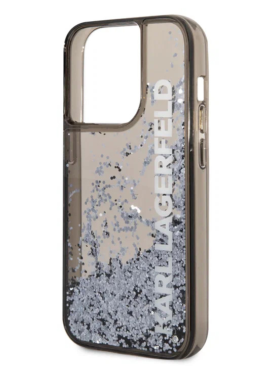 Чехол для iPhone 14 Pro Max Lagerfeld Liquid Glitter Elongated logo Hard Translucent Black (KLHCP14XLCKVK)
