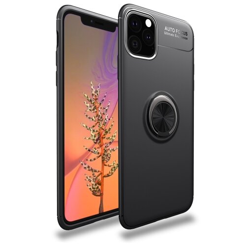 Противоударный гелевый чехол lenuo для iPhone 11 Pro с кольцом (Black)