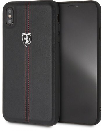 Кожаный чехол-накладка для iPhone XS Max Ferrari Heritage W Hard Leather Black (FEHDEHCI65BK)
