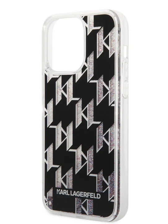 Чехол для iPhone 14 Pro Max Lagerfeld Liquid Glitter Monogram Hard Black (KLHCP14XLMNMK)