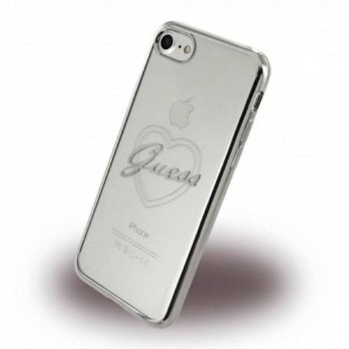 Гелевый чехол накладка Guess для iPhone 7 / 8 Signature heart Hard TPU Silver, GUHCP7TRHS