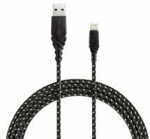 USB кабель 3 метра EnergEA NyloGlitz для iPhone/iPad 8 pin Lightning MFI, Black (CBL-NG-BLK300)