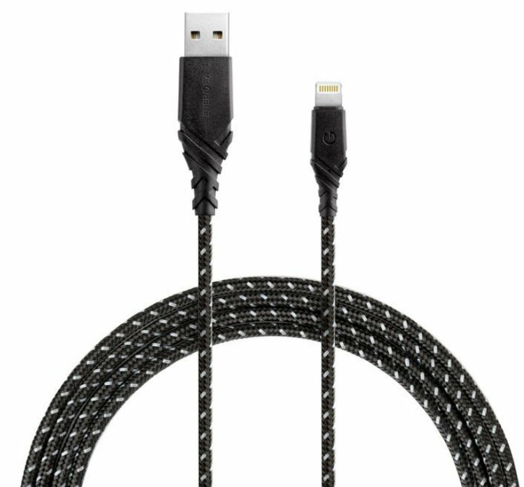 USB кабель 3 метра EnergEA NyloGlitz для iPhone/iPad 8 pin Lightning MFI, Black (CBL-NG-BLK300)