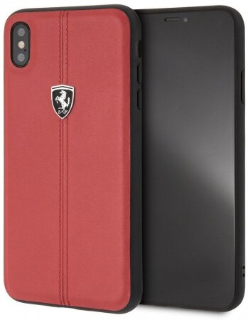 Кожаный чехол-накладка для iPhone XS Max Ferrari Heritage W Hard Leather Red (FEHDEHCI65RE)