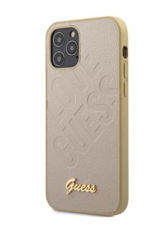 Чехол-накладка для iPhone 12 mini (5.4) Guess PU Iridescent "Love" with metal logo Hard, Gold (GUHCP12SPUILGLG)