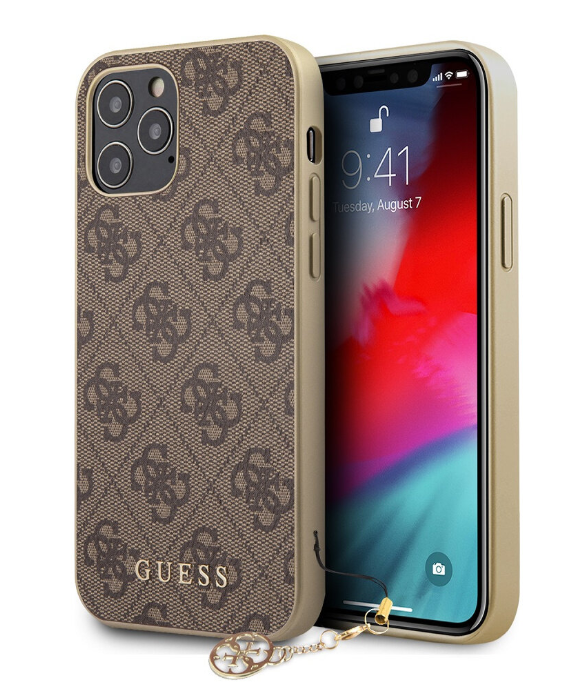 Чехол-накладка для iPhone 12 Pro Max (6.7) Guess 4G Charms collection Hard PU, Brown (GUHCP12LGF4GBR)