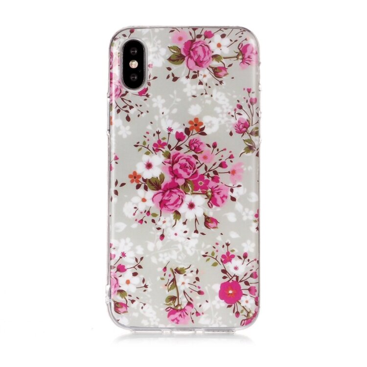 Силиконовый чехол для iPhone XS Max Цветы Pink-White