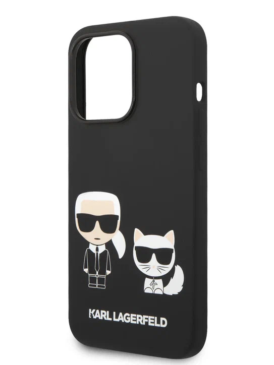 Чехол для iPhone 14 Pro Max Lagerfeld Liquid silicone Karl & Choupette Hard Black (KLHCP14XSSKCK)