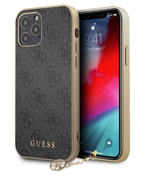 Чехол-накладка для iPhone 12 Pro Max (6.7) Guess 4G Charms collection Hard PU, Grey (GUHCP12LGF4GGR)