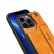 Кожаный чехол Suteni для iPhone 15 Plus с держателем и кармашком для карт (Blue)
