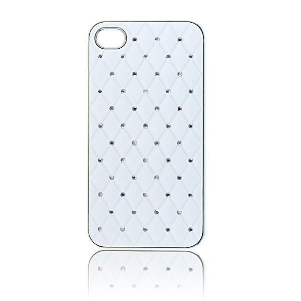 Чехол накладка Rhombus для iPhone 4 / 4S со стразами на объемных ромбах (белая)