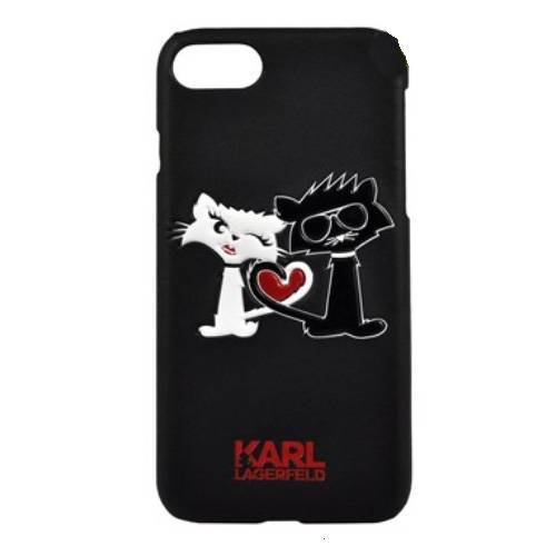Гелевый чехол для iPhone 7 / 8 Karl Lagerfeld Choupette in love Hard PU Black, KLHCP7CL1BK