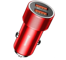 Автомобильное зарядное устройство Baseus Small Screw aluminium АЗУ 2USB Quick charge 36W, Red (CAXLD-B09)