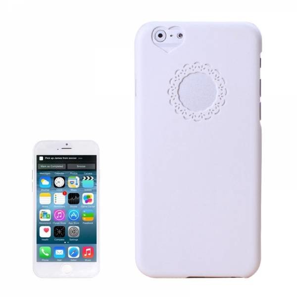Накладка 0,7мм для iPhone 6 с кружевным отверстием под логотип Apple и сердечком под камеру (белый)