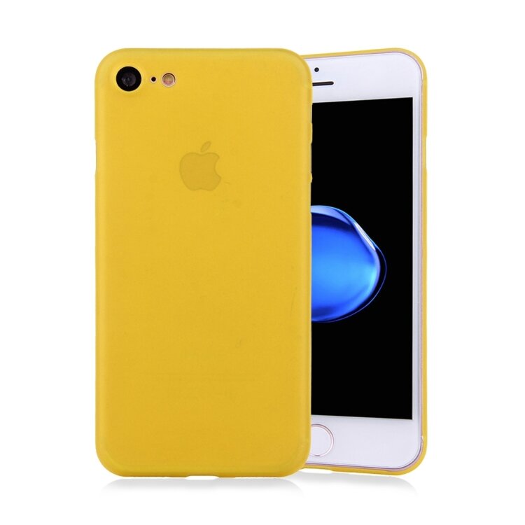 Тонкий защитный чехол для iPhone 8 / 7 матовый прозрачный Ultra slim (Yellow)