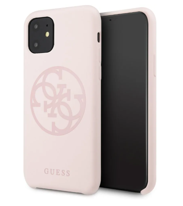 Силиконовый чехол-накладка для iPhone 11 Guess Silicone collection 4G logo Hard, Light pink (GUHCN61LS4GLP)