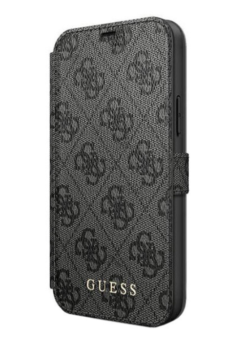 Чехол-книжка для iPhone 12 Pro Max (6.7) Guess 4G collection Booktype PU, Grey/Black (GUFLBKSP12L4GG)