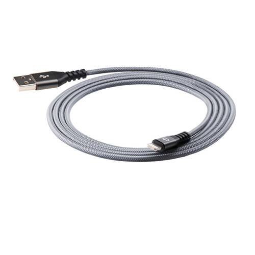 USB кабель EnergEA Alutough Kevlar для iPhone/iPad 8 pin Lightning MFI, Gunmetal 1.5 метра, (CBL-AT-GUN150)
