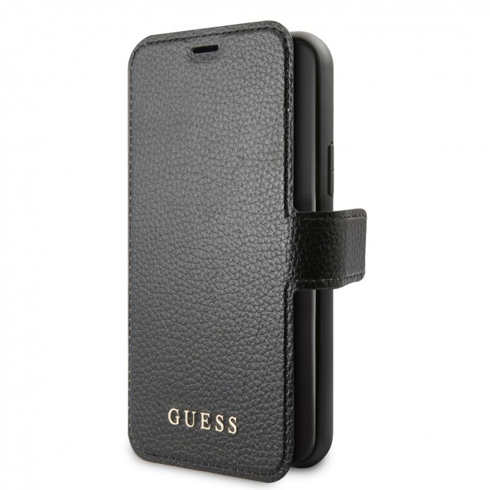 Чехол кожаный для iPhone 11 Guess Iridescent Booktype PU Black/Black (GUFLBKSN61IGLBK)