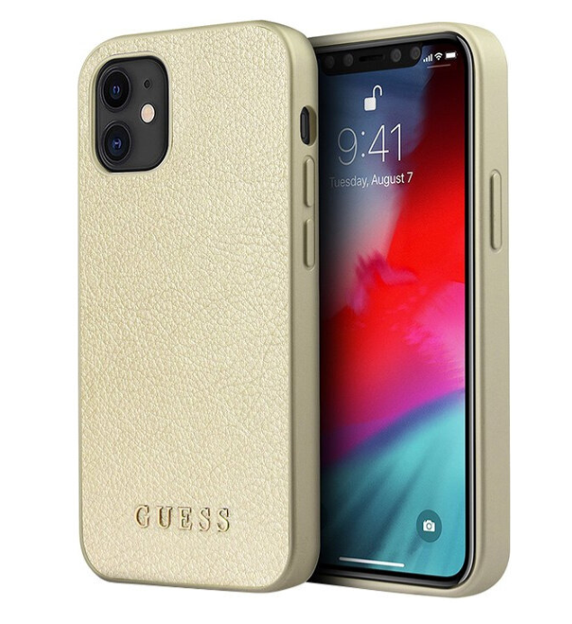 Чехол-накладка для iPhone 12 mini (5.4) Guess PU Iridescent Hard, Gold (GUHCP12SIGLGO)