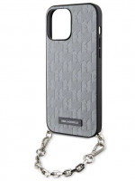 Чехол для iPhone 14 Pro Max Lagerfeld PU Saffiano Monogram + Wrist chain Hard Silver (KLHCP14XSACKLHPG)