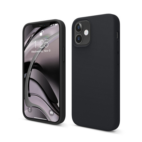 Чехол-накладка для iPhone 12 mini (5.4) Elago Soft silicone case (Liquid) Black (ES12SC54-BK)