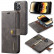 Кожаный чехол-книжка DG.MING для iPhone 15 Pro Max c магнитной накладкой и разъемами под карточки (Grey)