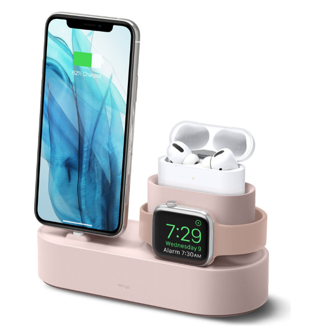 Док-станция Elago стенд 3-в-1 для Airpods Pro/Apple Watch/iPhone, Sand pink (EST-TRIOPRO-SPK)