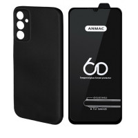Комплект силиконовый черный чехол + стекло для Samsung Galaxy A24