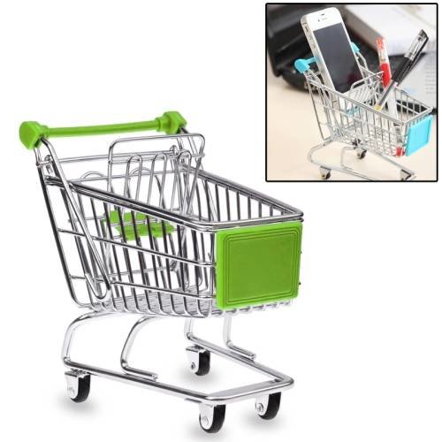 Мини тележка для покупок из супермаркета для настольного хранения или как подставка для телефона (зеленая)