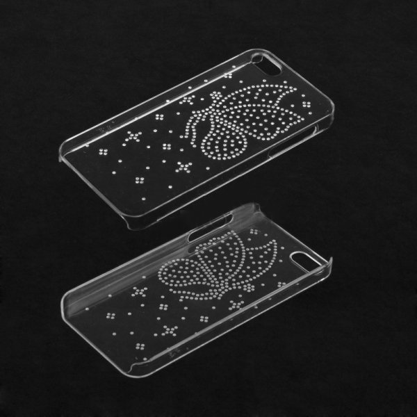 Прозрачный чехол накладка со стразами для iPhone 5/5S (Бабочка)