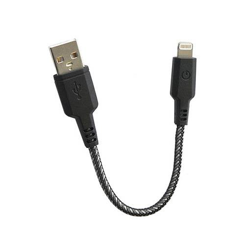Короткий USB кабель EnergEA NyloGlitz для iPhone/iPad 8 pin Lightning MFI, Black 18 см. (CBL-NG-BLK018)