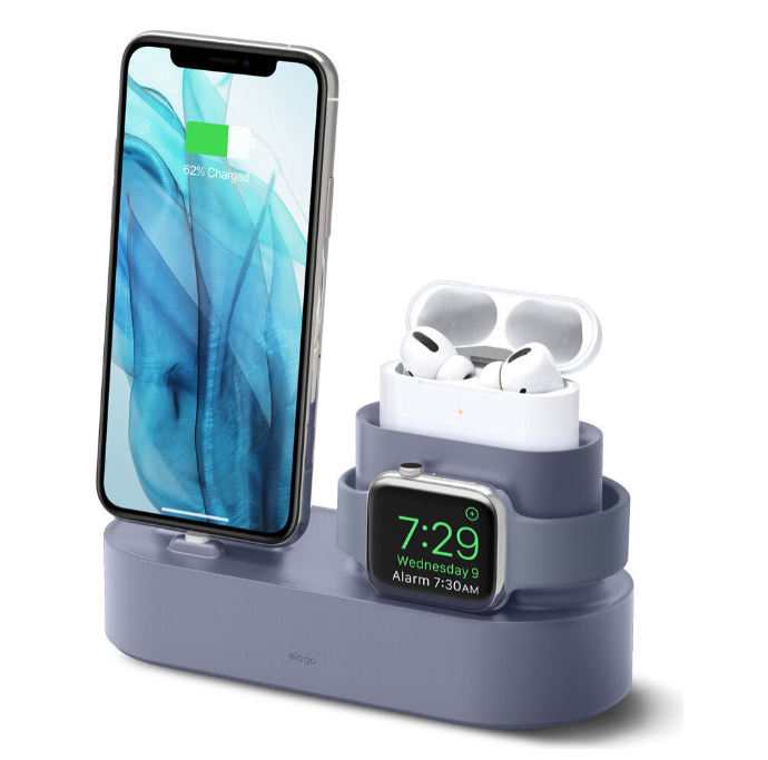 Док-станция Elago стенд 3-в-1 для Airpods Pro/Apple Watch/iPhone, Lavender grey (EST-TRIOPRO-LVG)